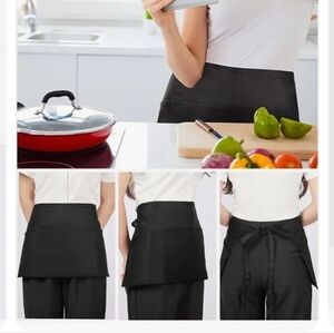 Restaurant Black Kitchen Apron With Pockets. Adjustable Tie in Back. Set Of 3